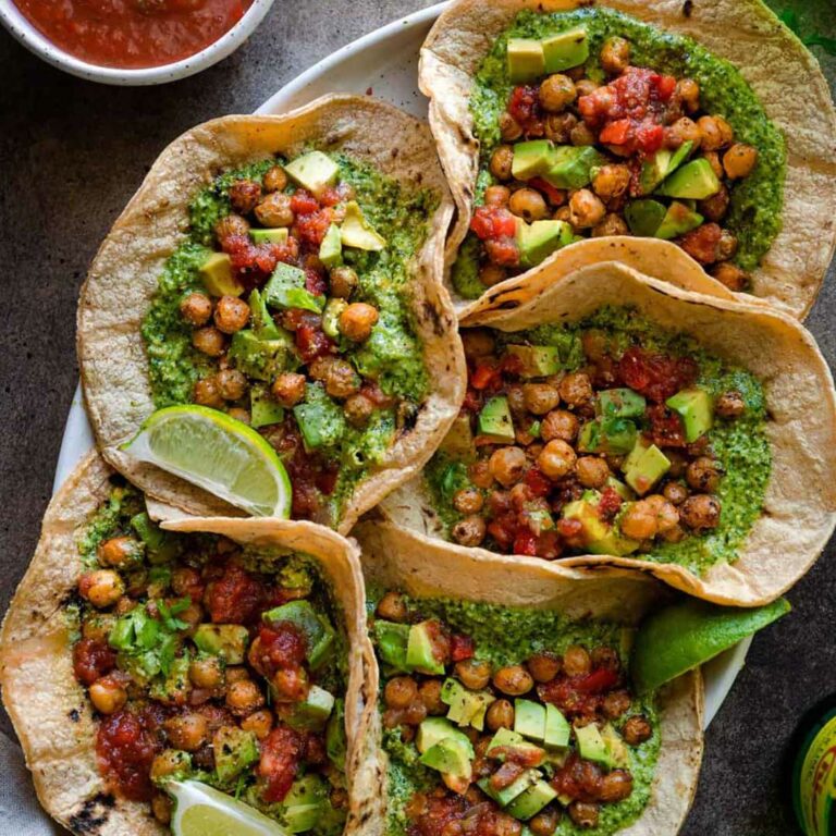 Chickpea Tacos with Cilantro Pesto